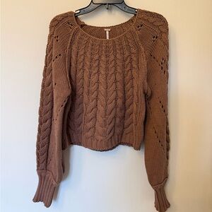 Free People Brown Cable Knit Sweater